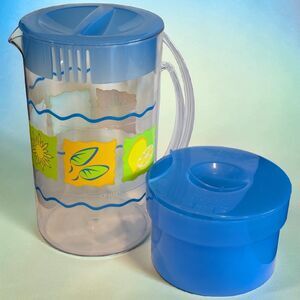 Mr Coffee Iced Tea Maker Pitcher Sun Lemon Pattern TM1 w/Steeping Basket & Lid